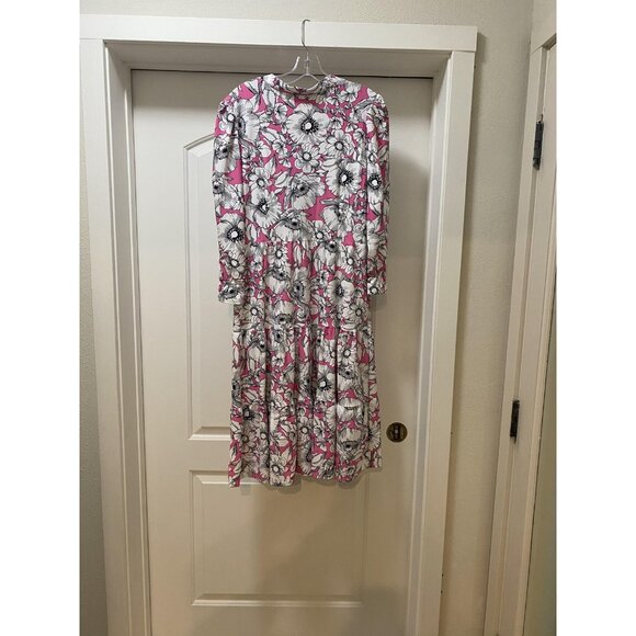 Jude Connally Dress Womens Large Pink Maggie Perennial Garden Peony Made USA NWT - Picture 5 of 5